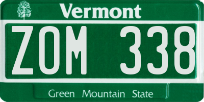 VT license plate ZOM338