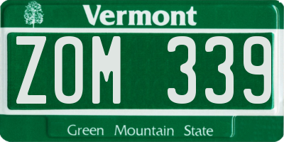 VT license plate ZOM339