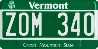 VT license plate ZOM340