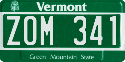VT license plate ZOM341