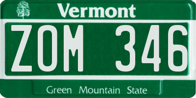 VT license plate ZOM346