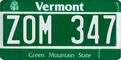 VT license plate ZOM347