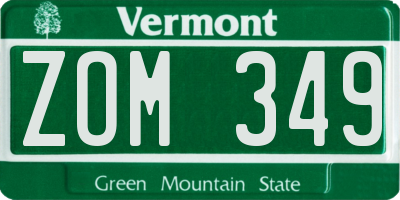 VT license plate ZOM349