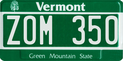 VT license plate ZOM350
