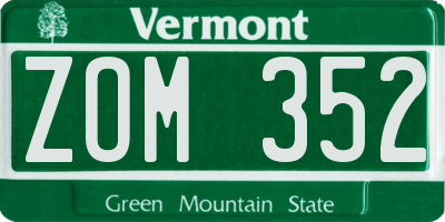 VT license plate ZOM352