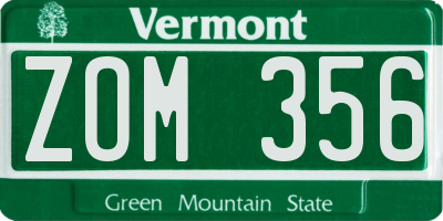 VT license plate ZOM356