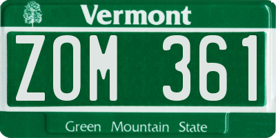 VT license plate ZOM361