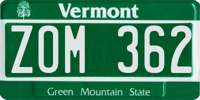 VT license plate ZOM362