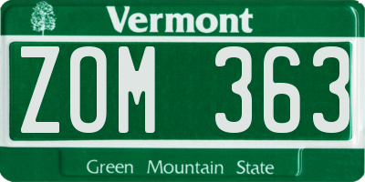 VT license plate ZOM363