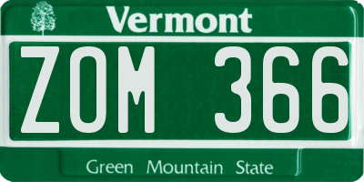 VT license plate ZOM366