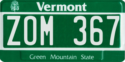 VT license plate ZOM367