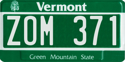 VT license plate ZOM371