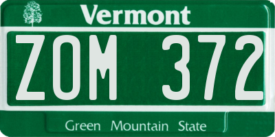 VT license plate ZOM372