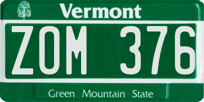 VT license plate ZOM376