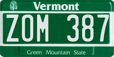 VT license plate ZOM387