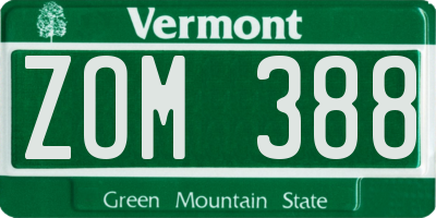 VT license plate ZOM388