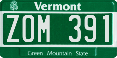 VT license plate ZOM391