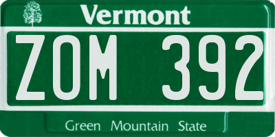 VT license plate ZOM392