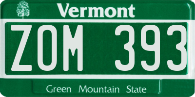 VT license plate ZOM393