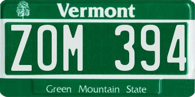 VT license plate ZOM394