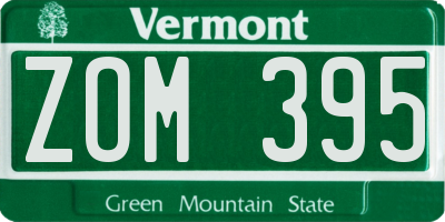 VT license plate ZOM395