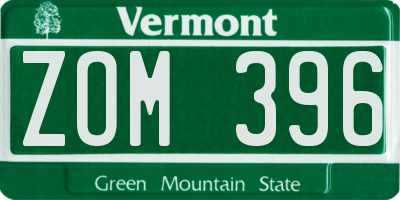VT license plate ZOM396