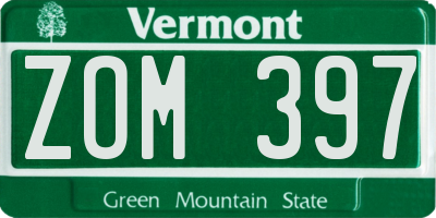 VT license plate ZOM397