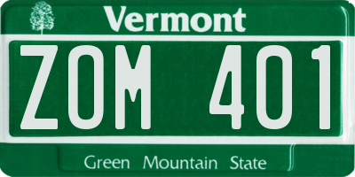 VT license plate ZOM401