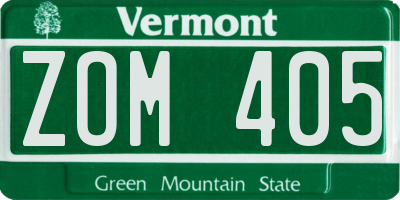 VT license plate ZOM405
