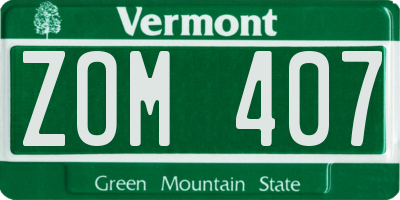 VT license plate ZOM407
