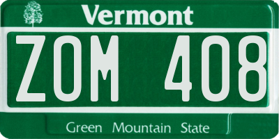 VT license plate ZOM408