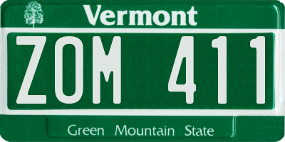 VT license plate ZOM411