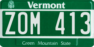 VT license plate ZOM413