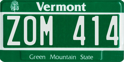 VT license plate ZOM414
