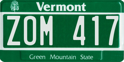 VT license plate ZOM417