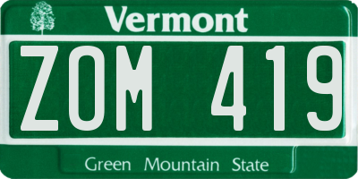 VT license plate ZOM419