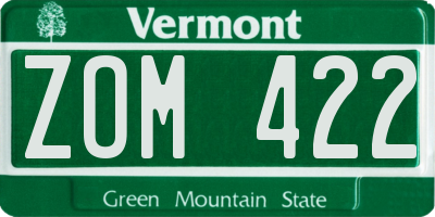 VT license plate ZOM422