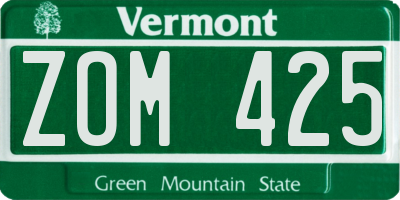 VT license plate ZOM425