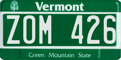 VT license plate ZOM426
