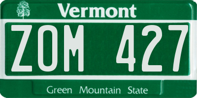 VT license plate ZOM427