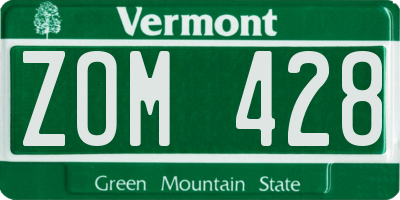 VT license plate ZOM428