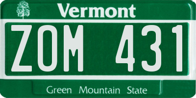 VT license plate ZOM431