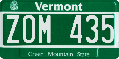 VT license plate ZOM435