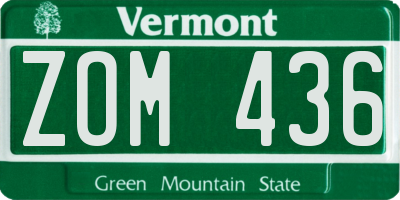 VT license plate ZOM436