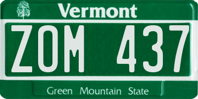 VT license plate ZOM437