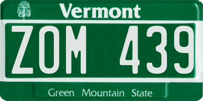 VT license plate ZOM439