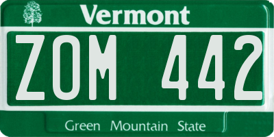 VT license plate ZOM442