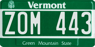 VT license plate ZOM443