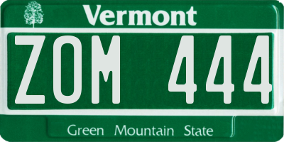 VT license plate ZOM444