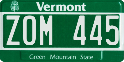 VT license plate ZOM445